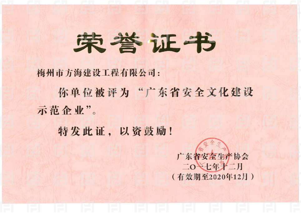 2017廣東省安全文化建設示范企業(yè)